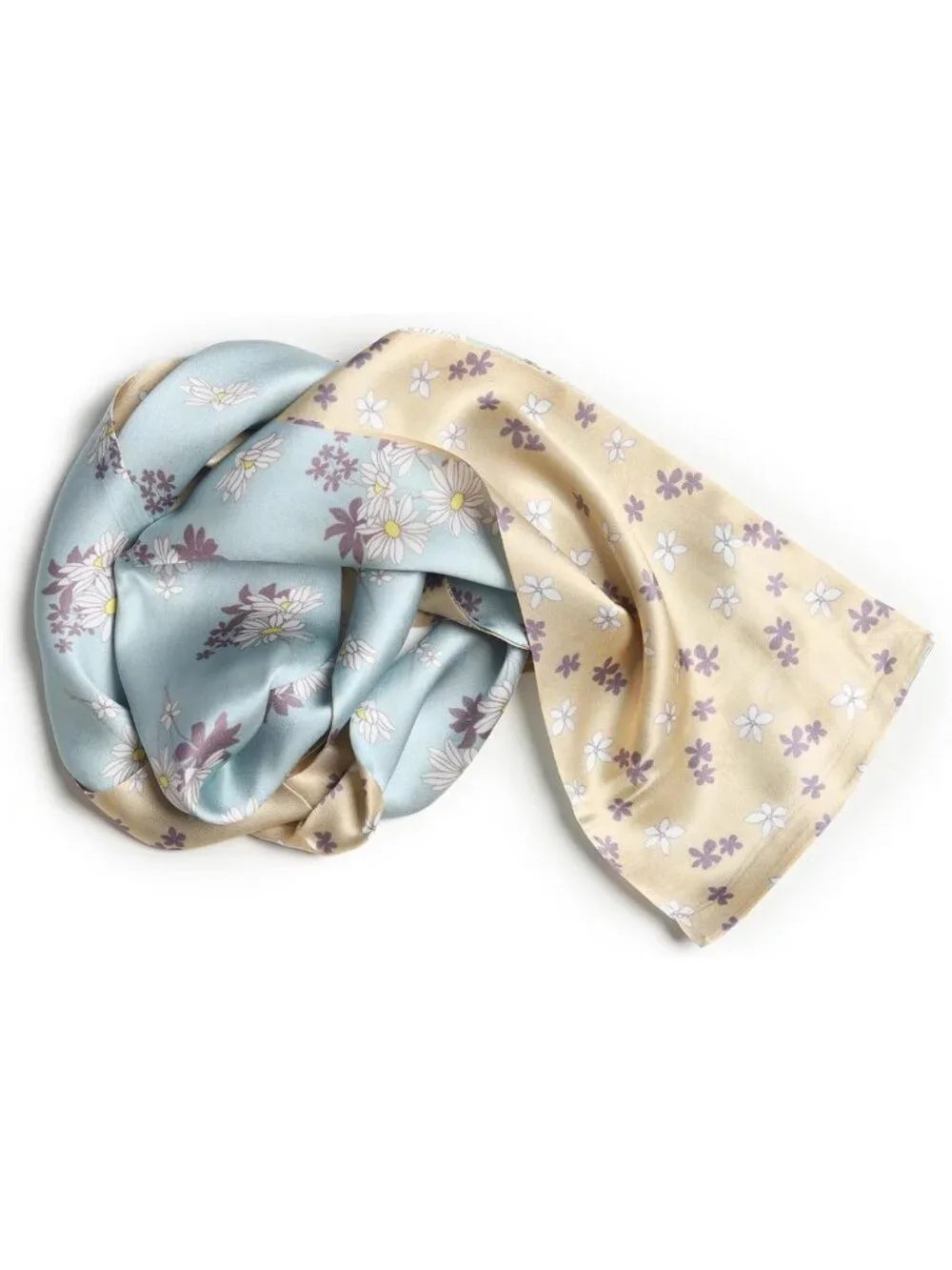 100% Pure Mulberry Silk Scarf - Double-Sided Rectangle Tie for Neck & Waist